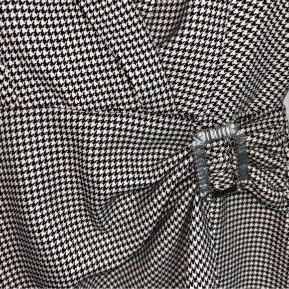 Zara Women's Black White Houndstooth Blazer Dress Small Faux Belt Office Classic - Picture 7 of 11